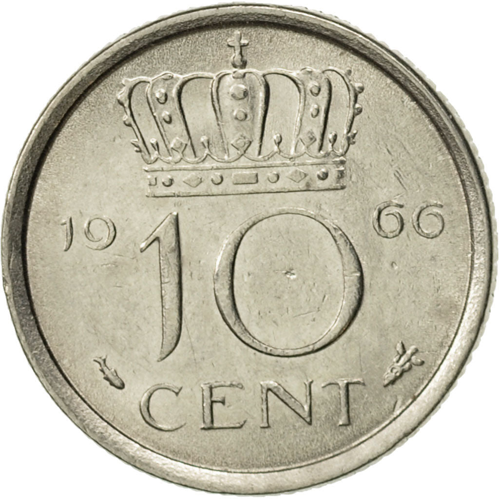 Monnaie, Pays-Bas, Juliana, 10 Cents, 1966, SUP, Nickel, KM:182