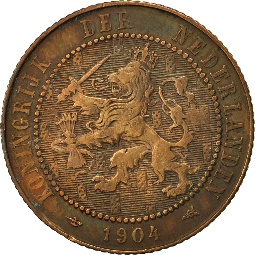Netherlands, Wilhelmina I, 2-1/2 Cent, 1904, VF(30-35), Bronze, KM:134