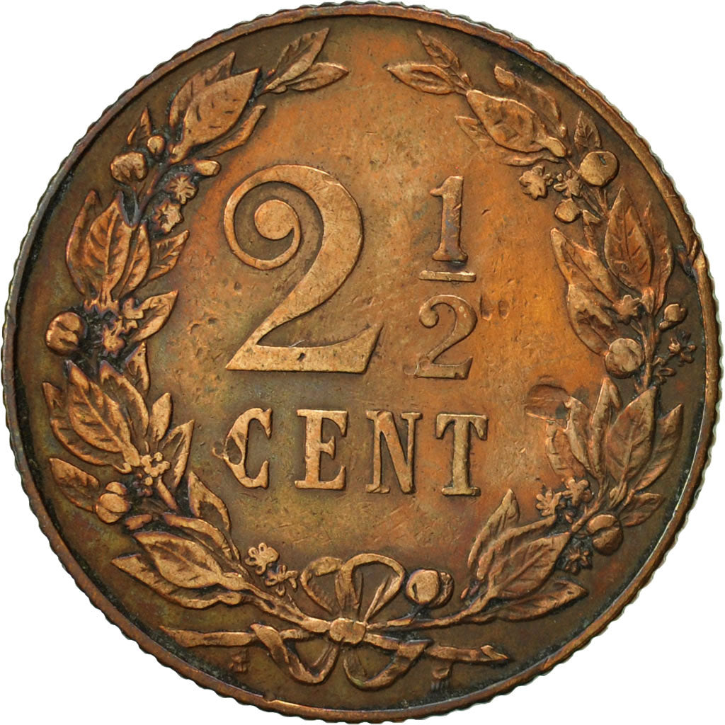 Netherlands, Wilhelmina I, 2-1/2 Cent, 1904, VF(30-35), Bronze, KM:134