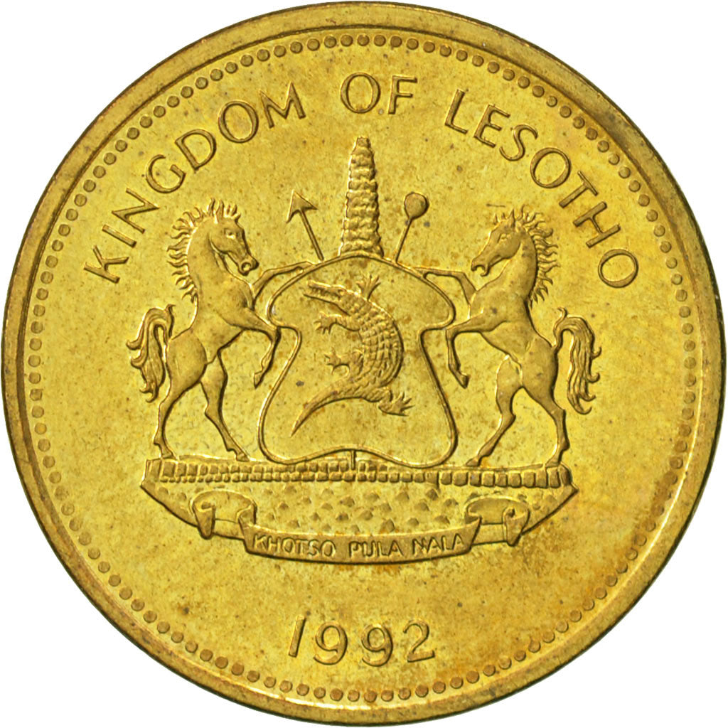 Lesotho, Letsie III, 2 Lisente, 1992, AU(55-58), Brass, KM:55