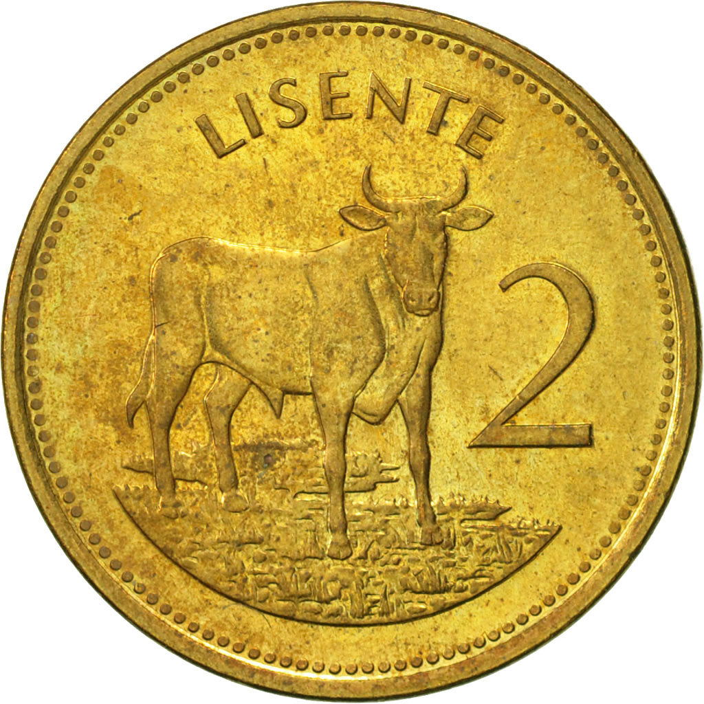Lesotho, Letsie III, 2 Lisente, 1992, AU(55-58), Brass, KM:55