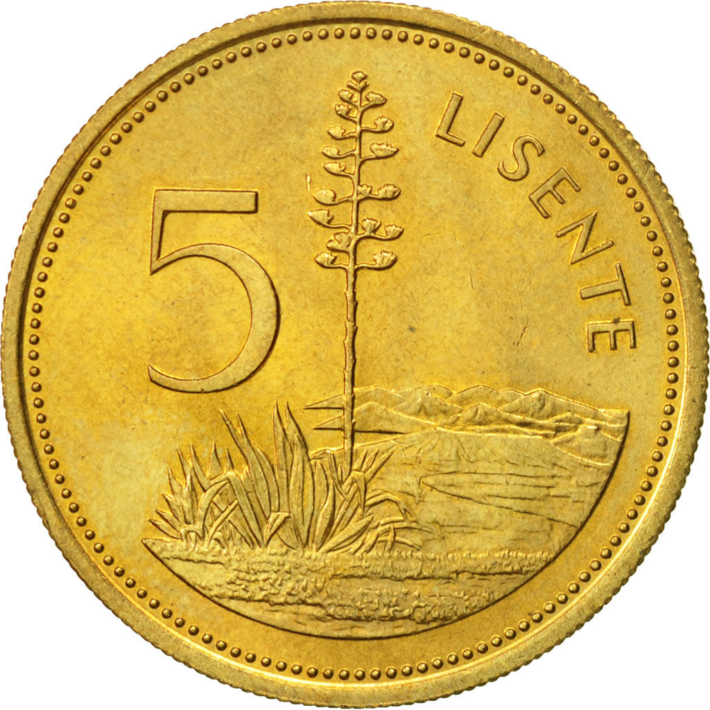 Coin, Lesotho, Moshoeshoe II, 5 Licente, Lisente, 1979, AU(55-58), Nickel-brass