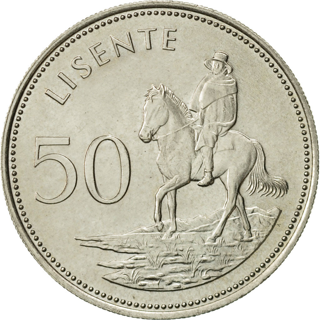 Lesotho, Moshoeshoe II, 50 Licente, Lisente, 1983, AU(55-58), Copper-nickel