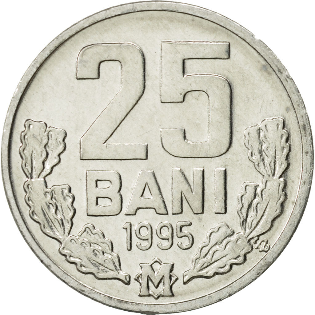 Coin, Moldova, 25 Bani, 1995, AU(55-58), Aluminum, KM:3