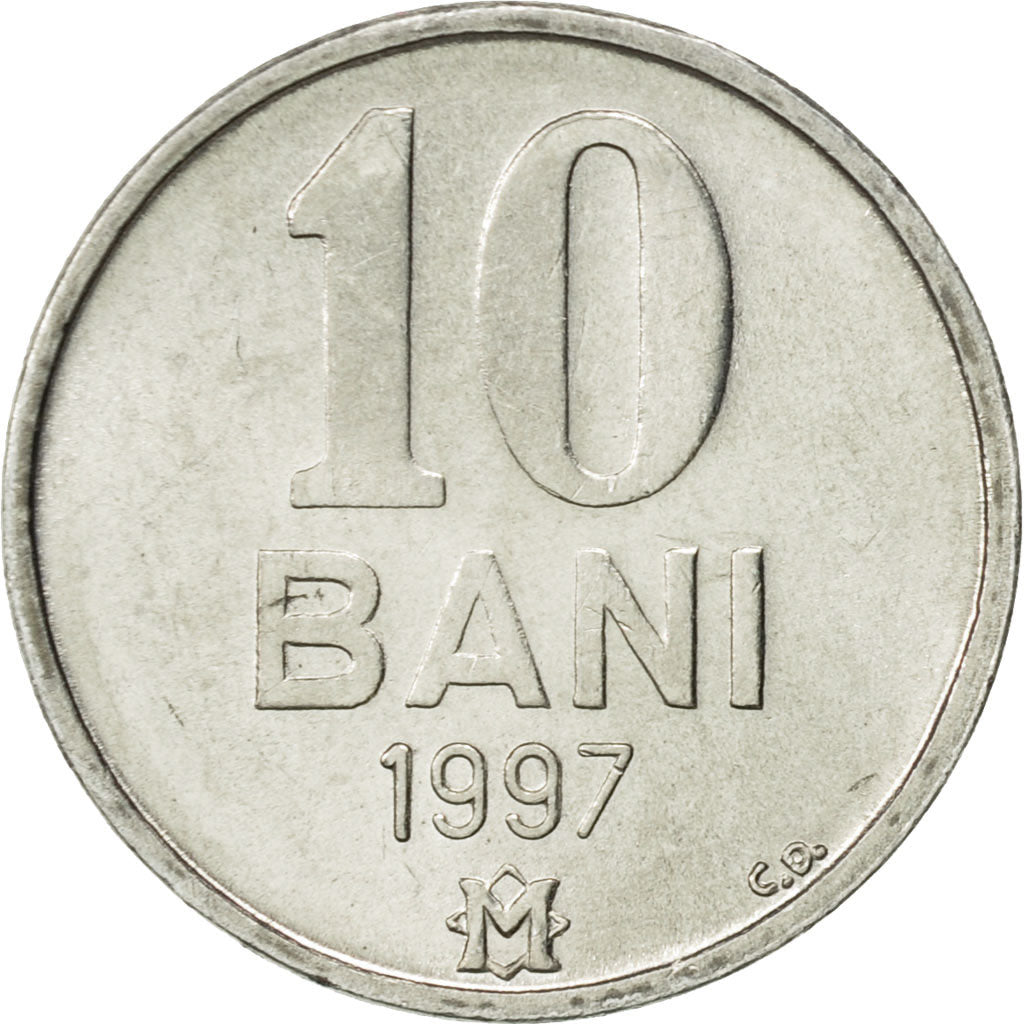 Moldova, 10 Bani, 1997, AU(55-58), Aluminum, KM:7