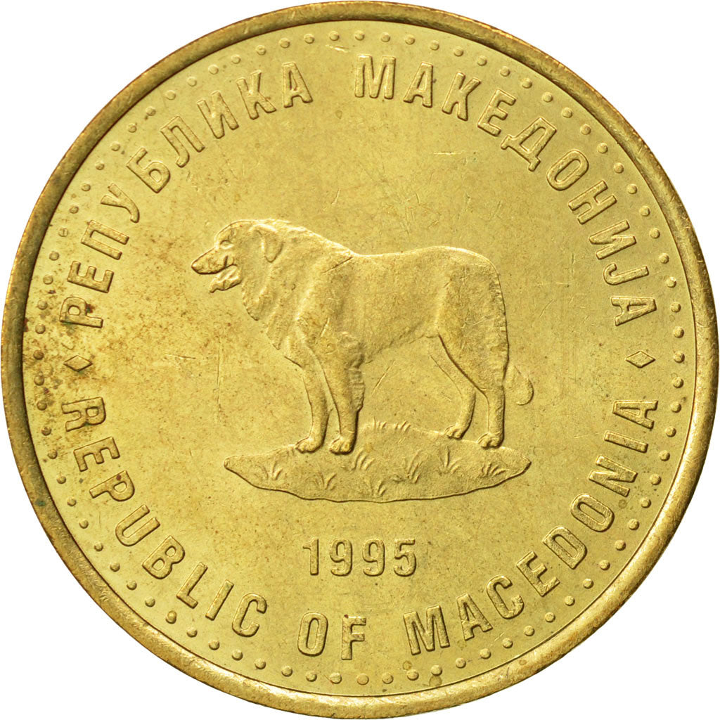 Macedonia, Denar, 1995, EBC, Latón, KM:5