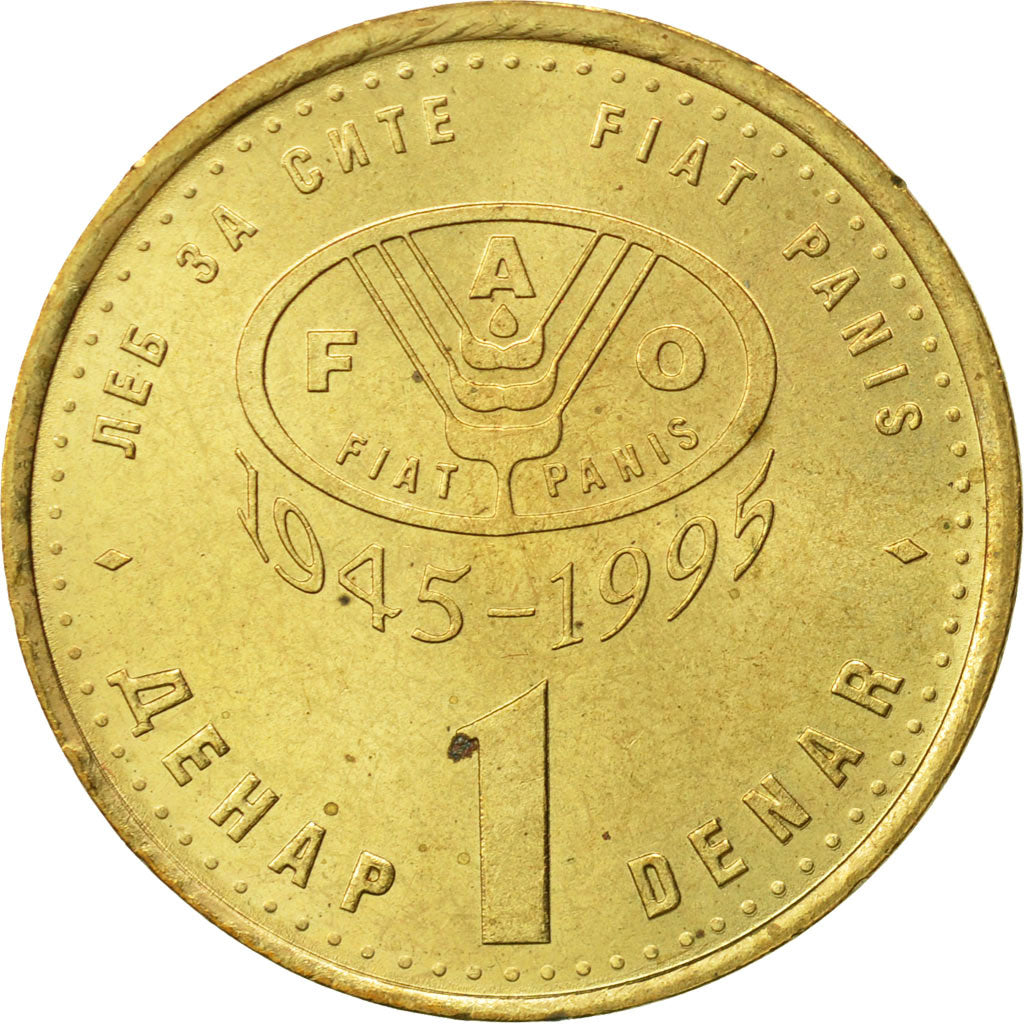 Macedonia, Denar, 1995, EBC, Latón, KM:5