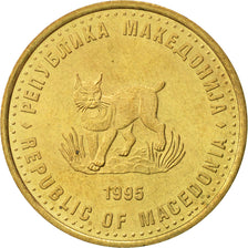 Coin, Macedonia, 5 Denari, 1995, AU(55-58), Brass, KM:7