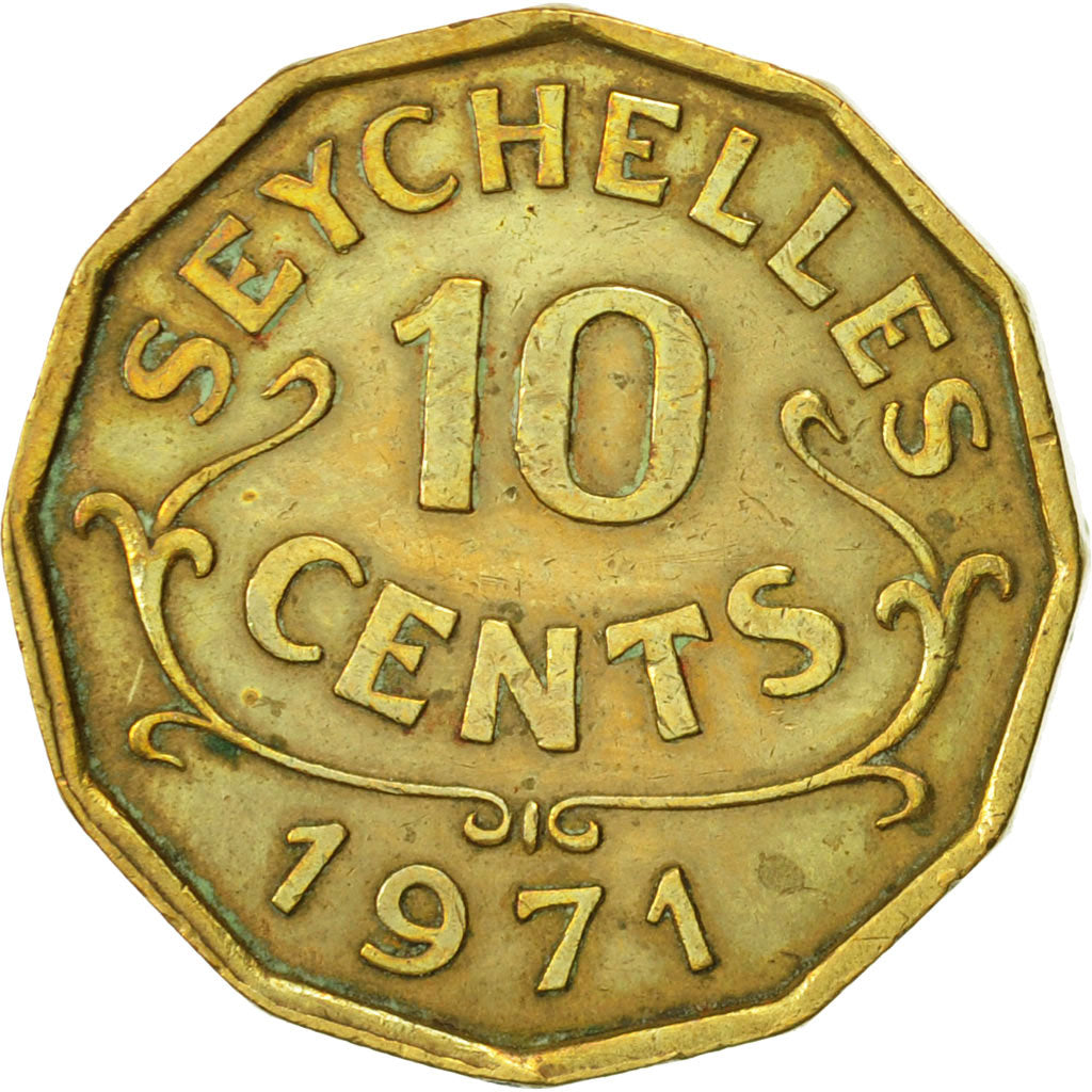Seychelles, 10 Cents, 1971, British Royal Mint, EF(40-45), Nickel-brass, KM:10