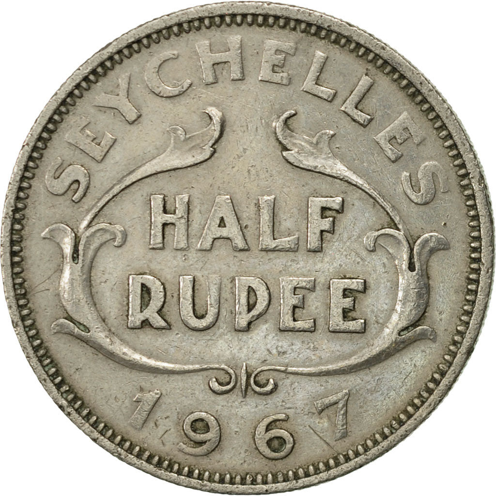 Seychelles, 1/2 Rupee, 1967, British Royal Mint, EF(40-45), Copper-nickel, KM:12