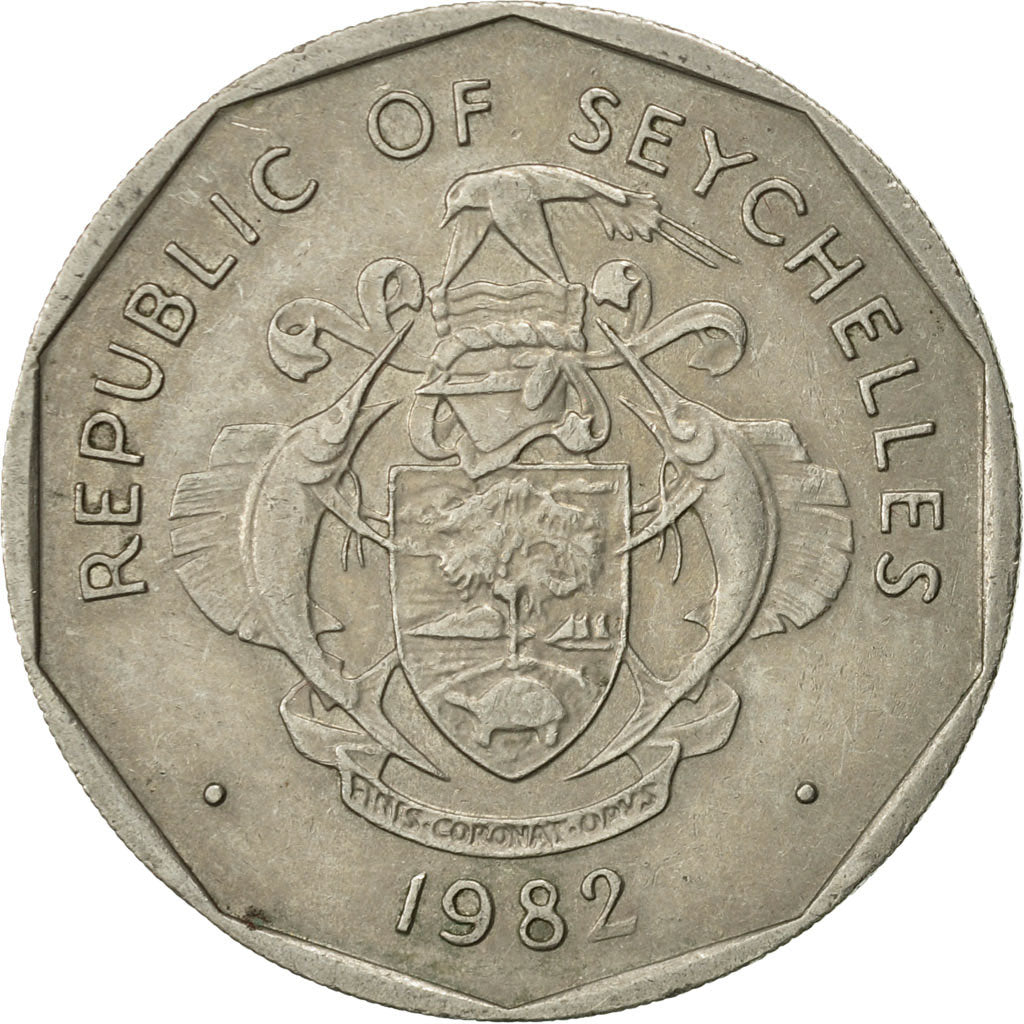 Coin, Seychelles, 5 Rupees, 1982, British Royal Mint, EF(40-45), Copper-nickel