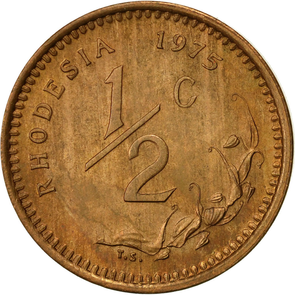 Rhodesia, 1/2 Cent, 1975, British Royal Mint, EF(40-45), Bronze, KM:9