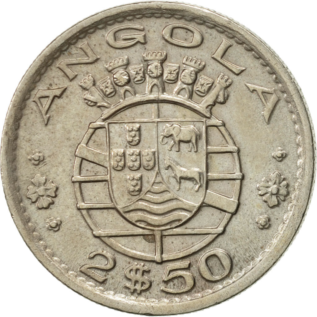 Angola, 2-1/2 Escudos, 1974, AU(55-58), Copper-nickel, KM:77