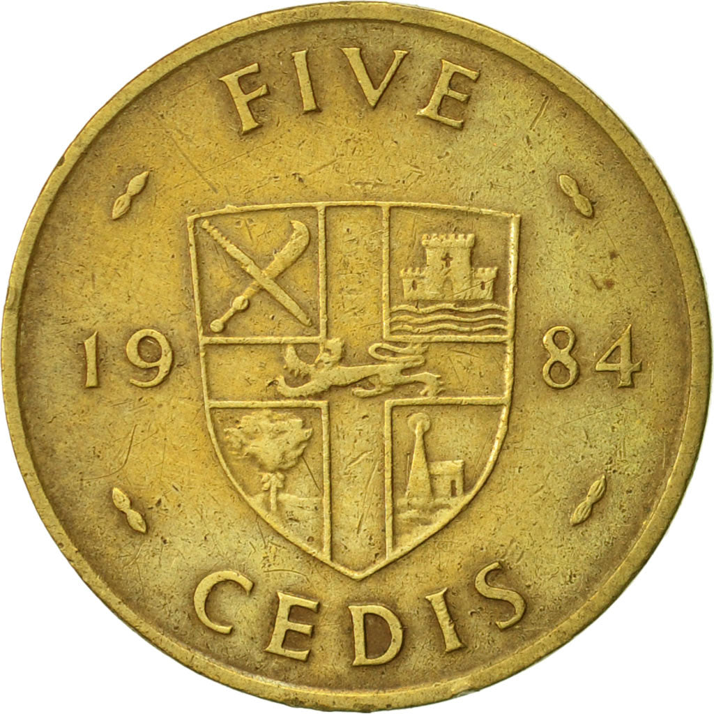 Coin, Ghana, 5 Cedis, 1984, EF(40-45), Brass, KM:26