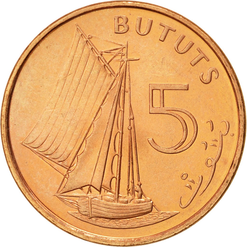 Coin, GAMBIA, THE, 5 Bututs, 1998, AU(55-58), Copper Plated Steel, KM:55