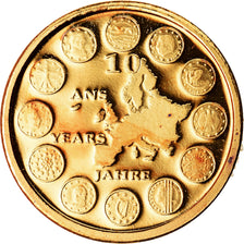 France, Medal, 10 ans de l'Euro, History, 2009, MS(65-70), Gold