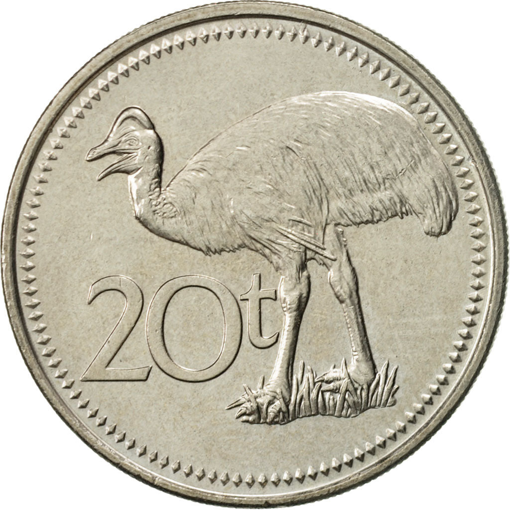 Papua New Guinea, 20 Toea, 1995, AU(55-58), Copper-nickel, KM:5