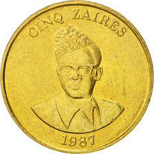 Zaire, 5 Zaïres, 1987, EBC, Latón, KM:14