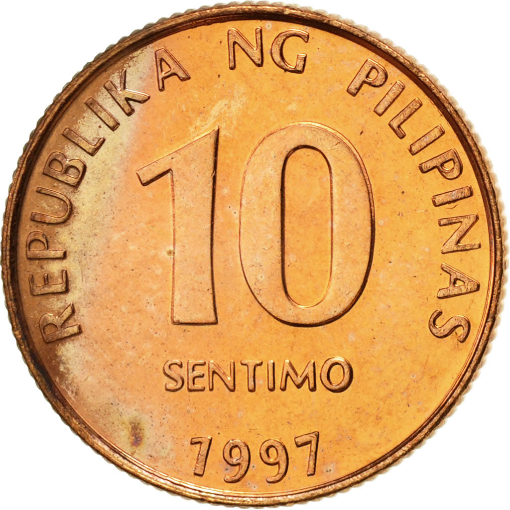 Coin, Philippines, 10 Sentimos, 1997, AU(55-58), Copper Plated Steel, KM:270.1