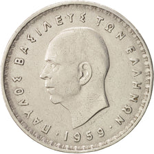 Moneta, Grecia, Paul I, 10 Drachmai, 1959, MB+, Nichel, KM:84
