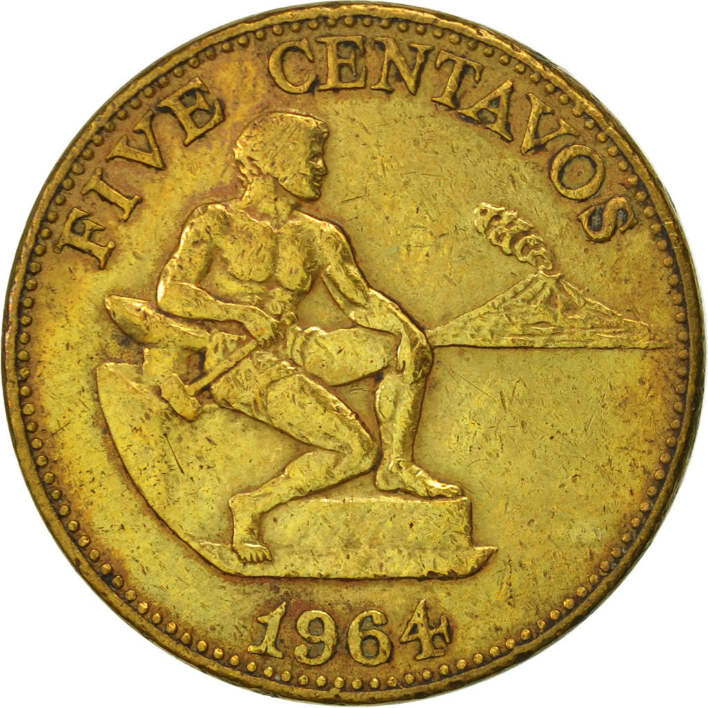 Philippines, 5 Centavos, 1964, AU(50-53), Brass, KM:187