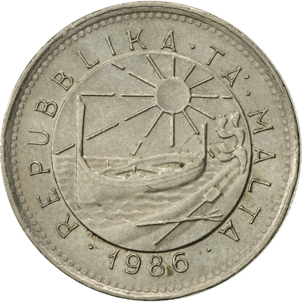 Coin, Malta, 5 Cents, 1986, EF(40-45), Copper-nickel, KM:77