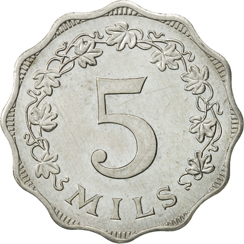 Malta, 5 Mils, 1972, British Royal Mint, AU(55-58), Aluminum, KM:7
