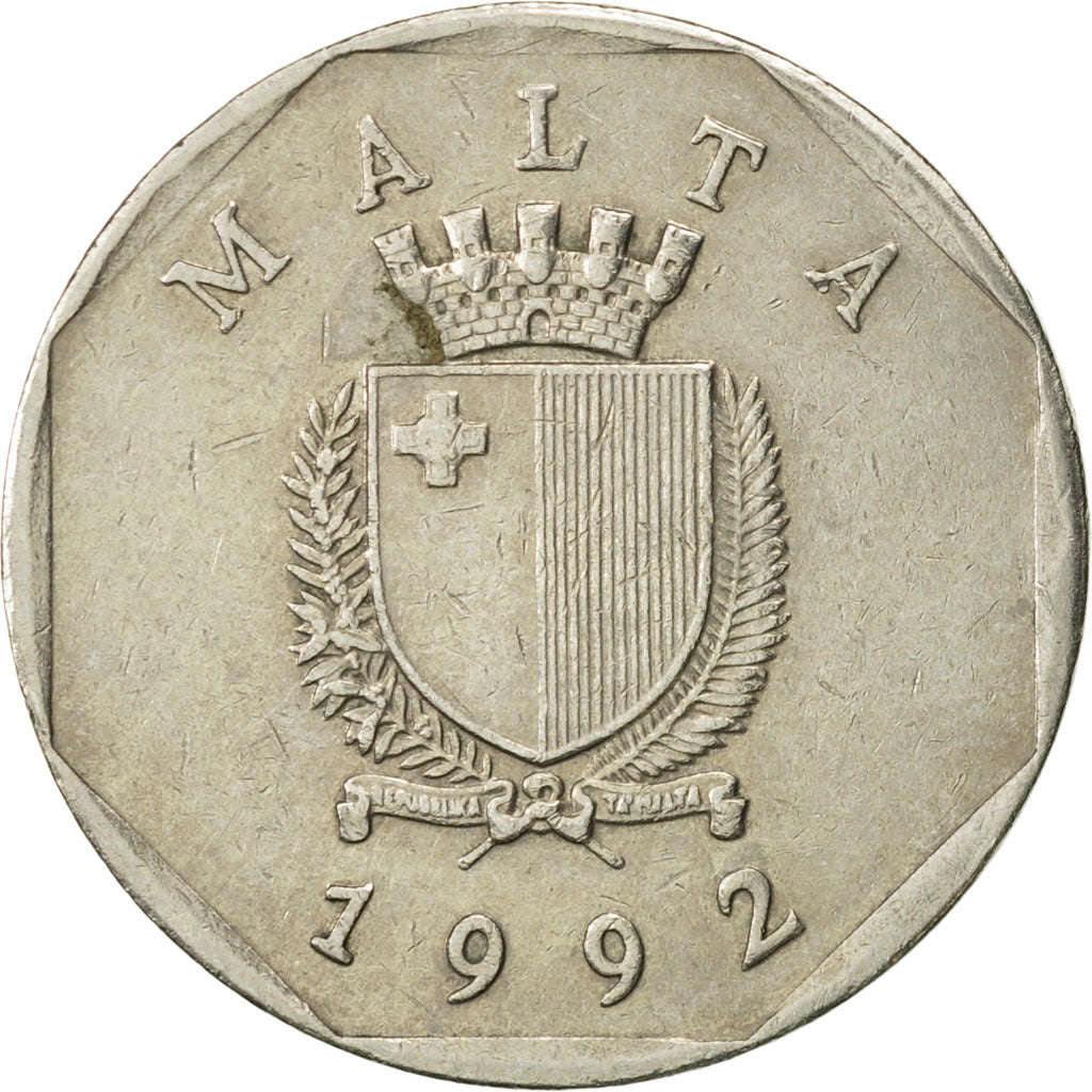Coin, Malta, 50 Cents, 1992, AU(55-58), Copper-nickel, KM:98