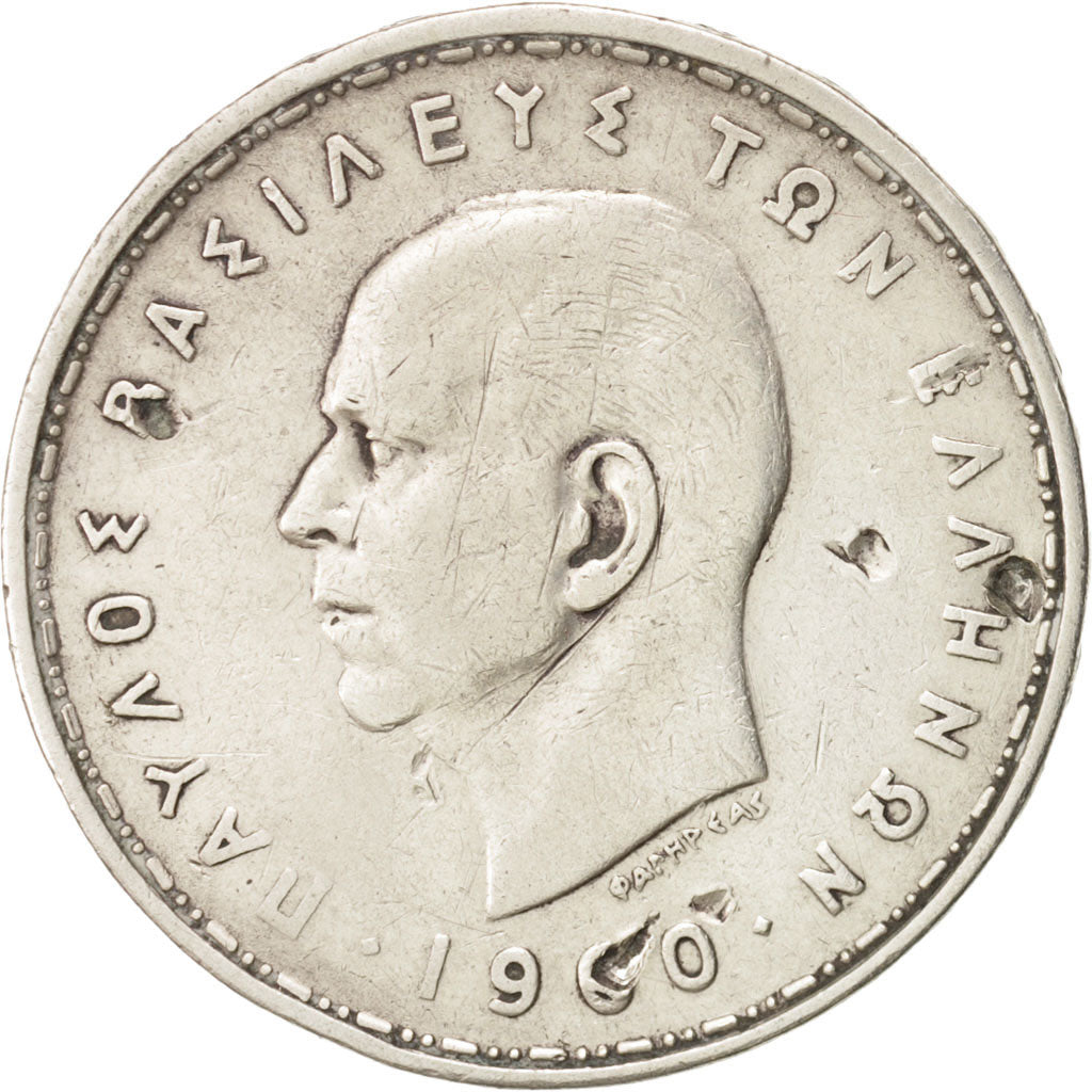 Greece, Paul I, 20 Drachmai, 1960, Silver, KM:85