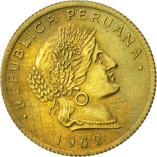 Coin, Peru, 20 Centavos, 1962, AU(50-53), Brass, KM:221.2b