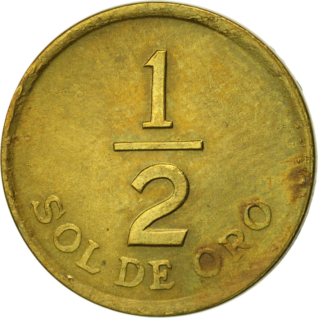 Coin, Peru, 1/2 Sol, 1976, AU(50-53), Brass, KM:265