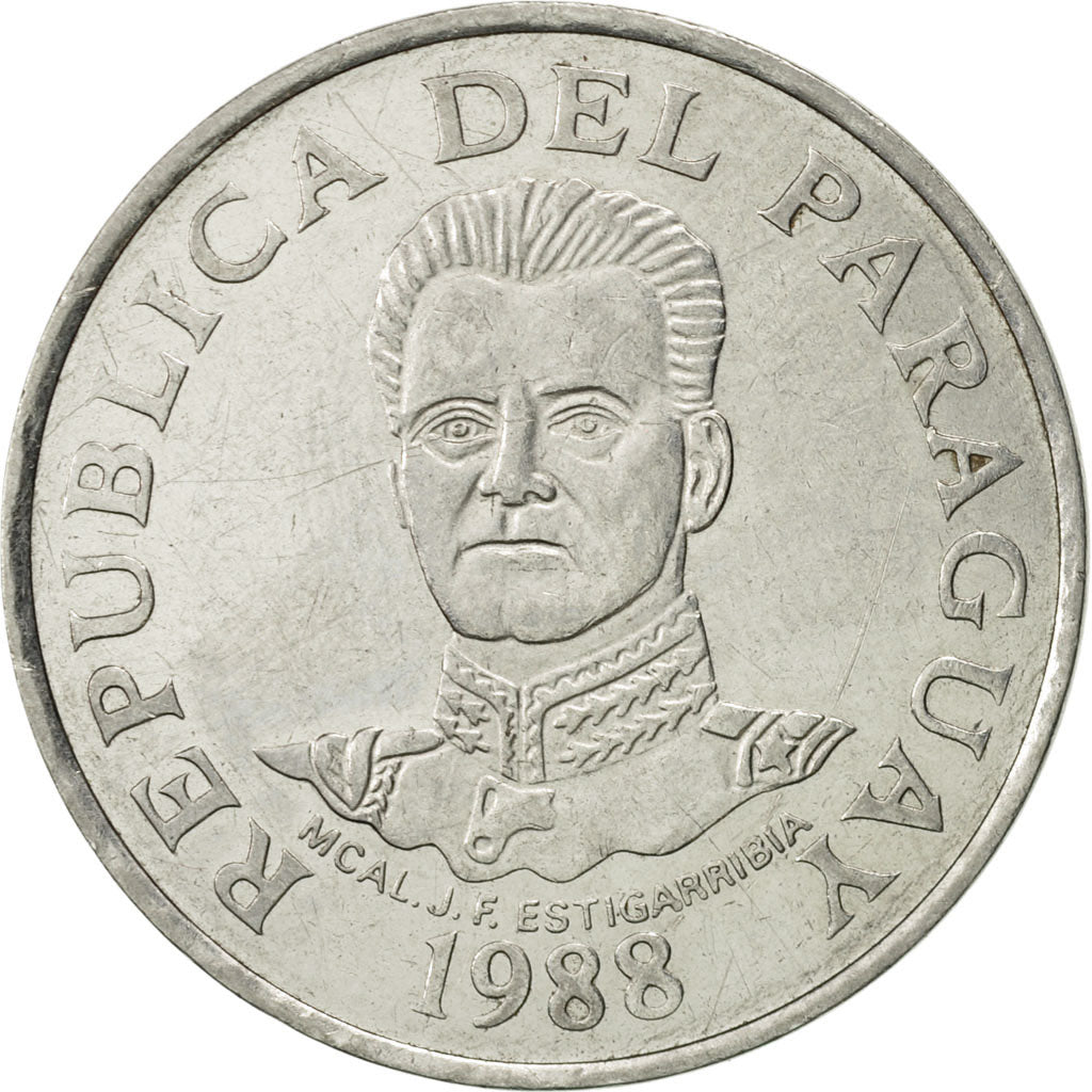 Münze, Paraguay, 50 Guaranies, 1988, SS+, Stainless Steel, KM:169