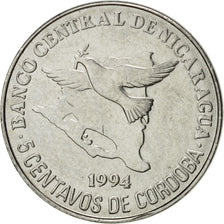 Nicaragua, 5 Centavos, 1994, EBC, Cromo chapado en acero, KM:80