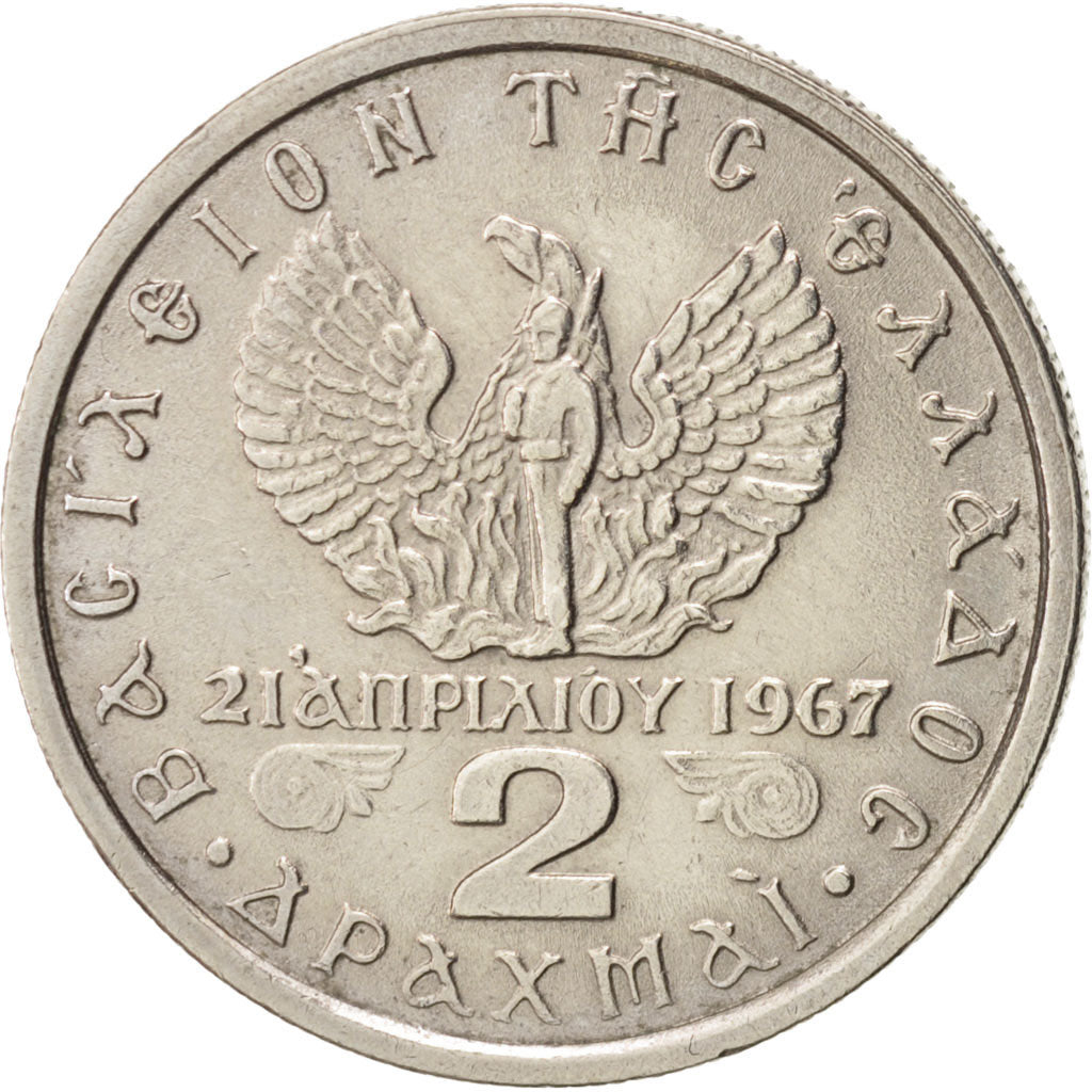 Münze, Griechenland, Constantine II, 2 Drachmai, 1973, SS, Copper-nickel, KM:99