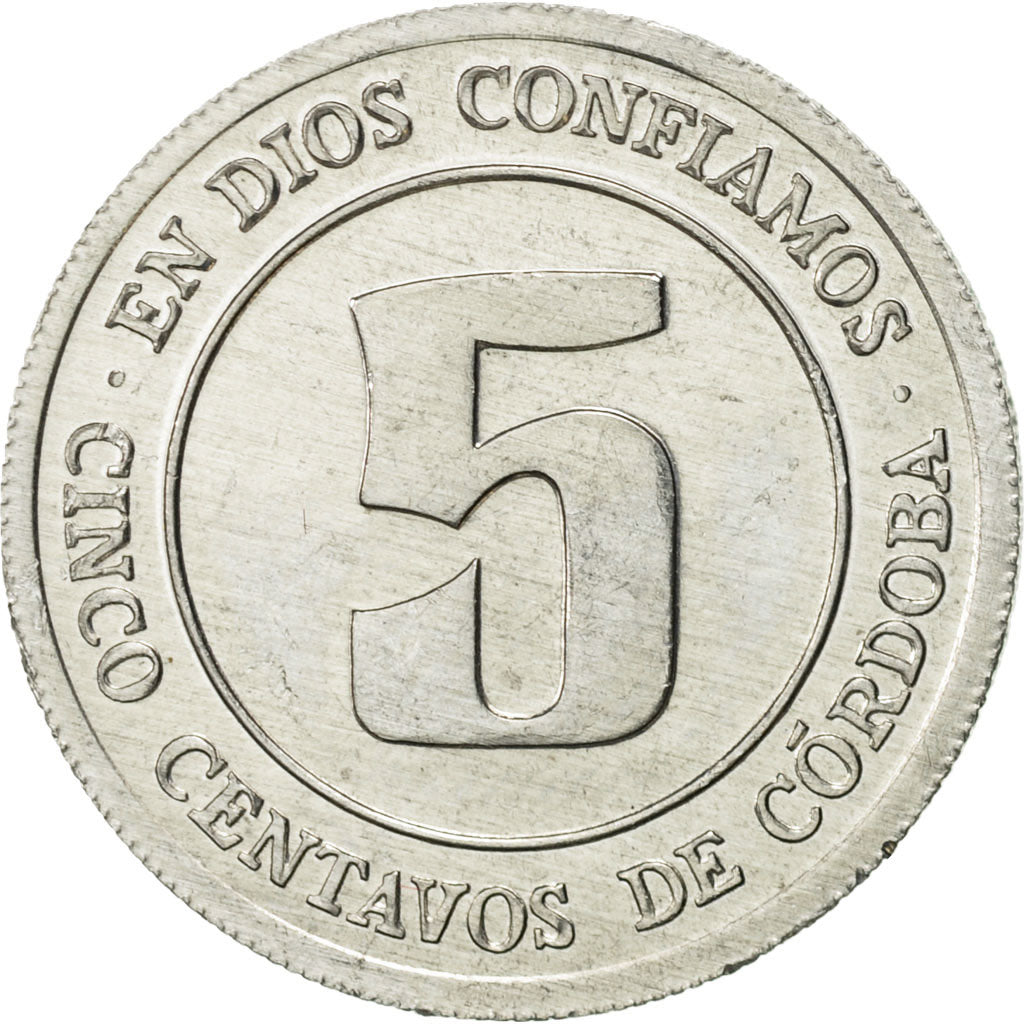 Coin, Nicaragua, 5 Centavos, 1974, AU(55-58), Aluminum, KM:28