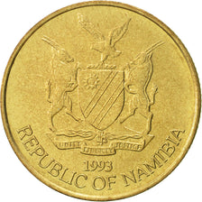 Münze, Namibia, 5 Dollars, 1993, SS+, Messing, KM:5