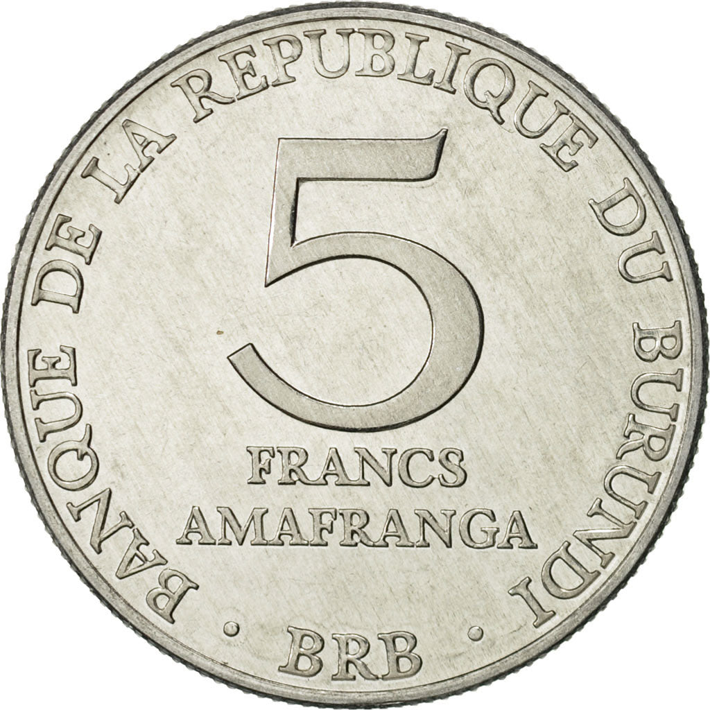 Burundi, 5 Francs, 1980, AU(55-58), Aluminum, KM:20
