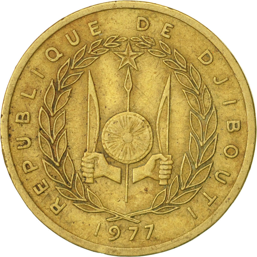 Coin, Djibouti, 10 Francs, 1977, Paris, EF(40-45), Aluminum-Bronze, KM:23