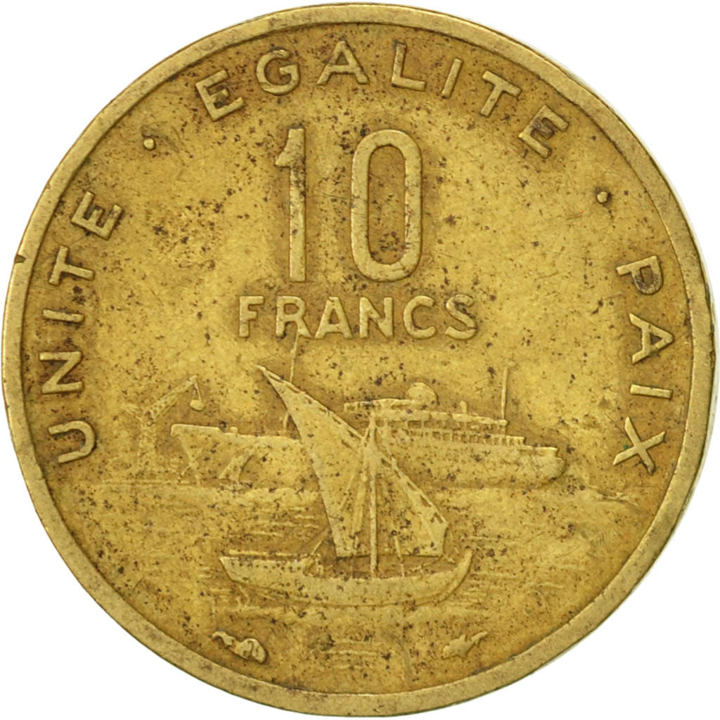 Coin, Djibouti, 10 Francs, 1977, Paris, EF(40-45), Aluminum-Bronze, KM:23