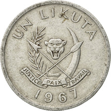 CONGO, DEMOCRATIC REPUBLIC, Likuta, 1967, Paris, AU(50-53), Aluminum, KM:8