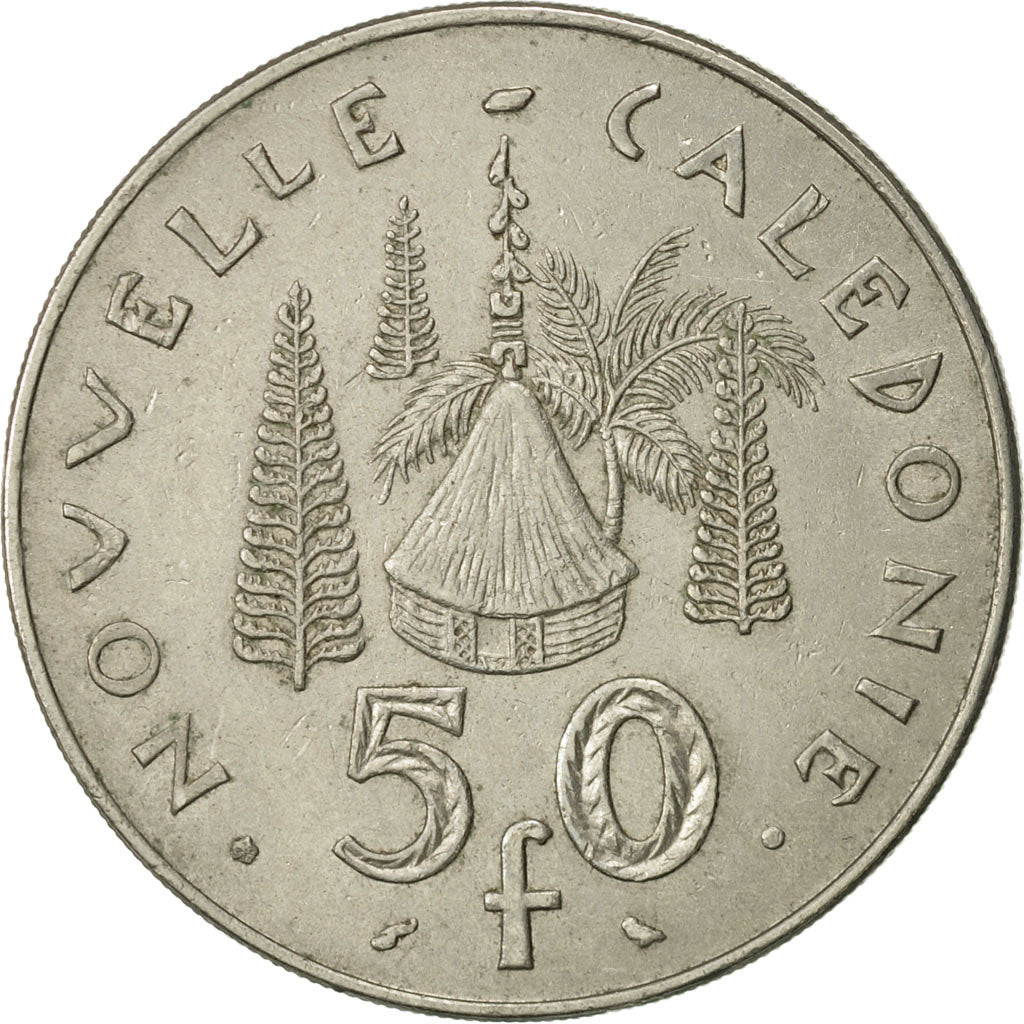 Nueva Caledonia, 50 Francs, 1967, Paris, MBC+, Níquel, KM:7