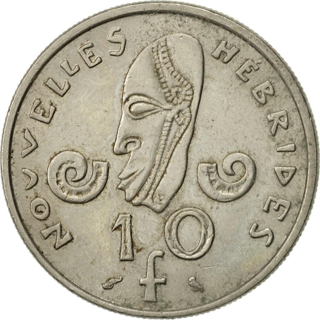 New Hebrides, 10 Francs, 1973, Paris, AU(50-53), Nickel, KM:2.2