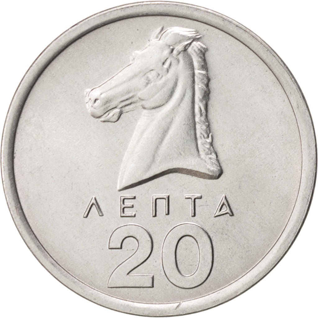 Moneda, Grecia, 20 Lepta, 1976, SC+, Aluminio, KM:114
