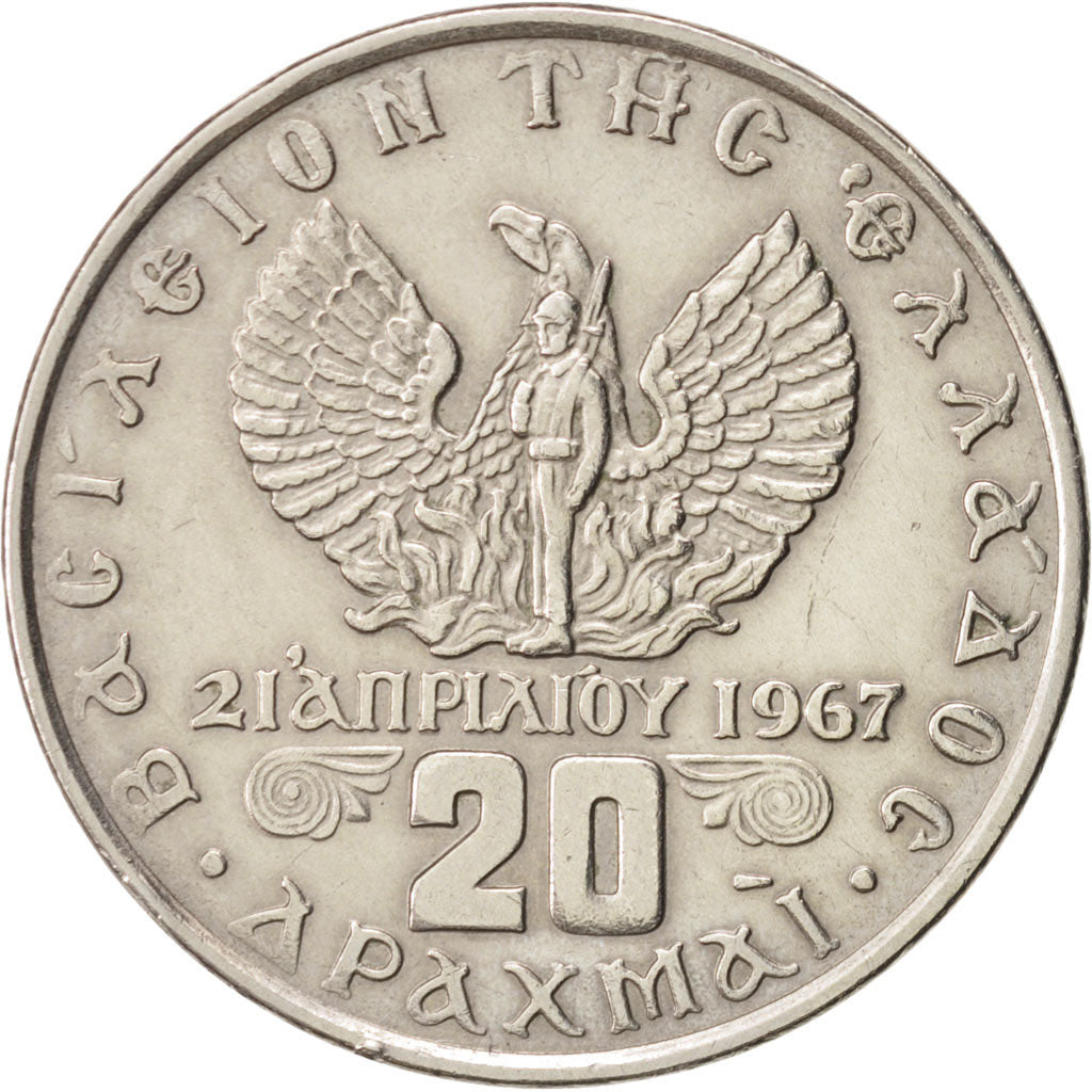 Greece, Constantine II, 20 Drachmai, 1973, KM:111