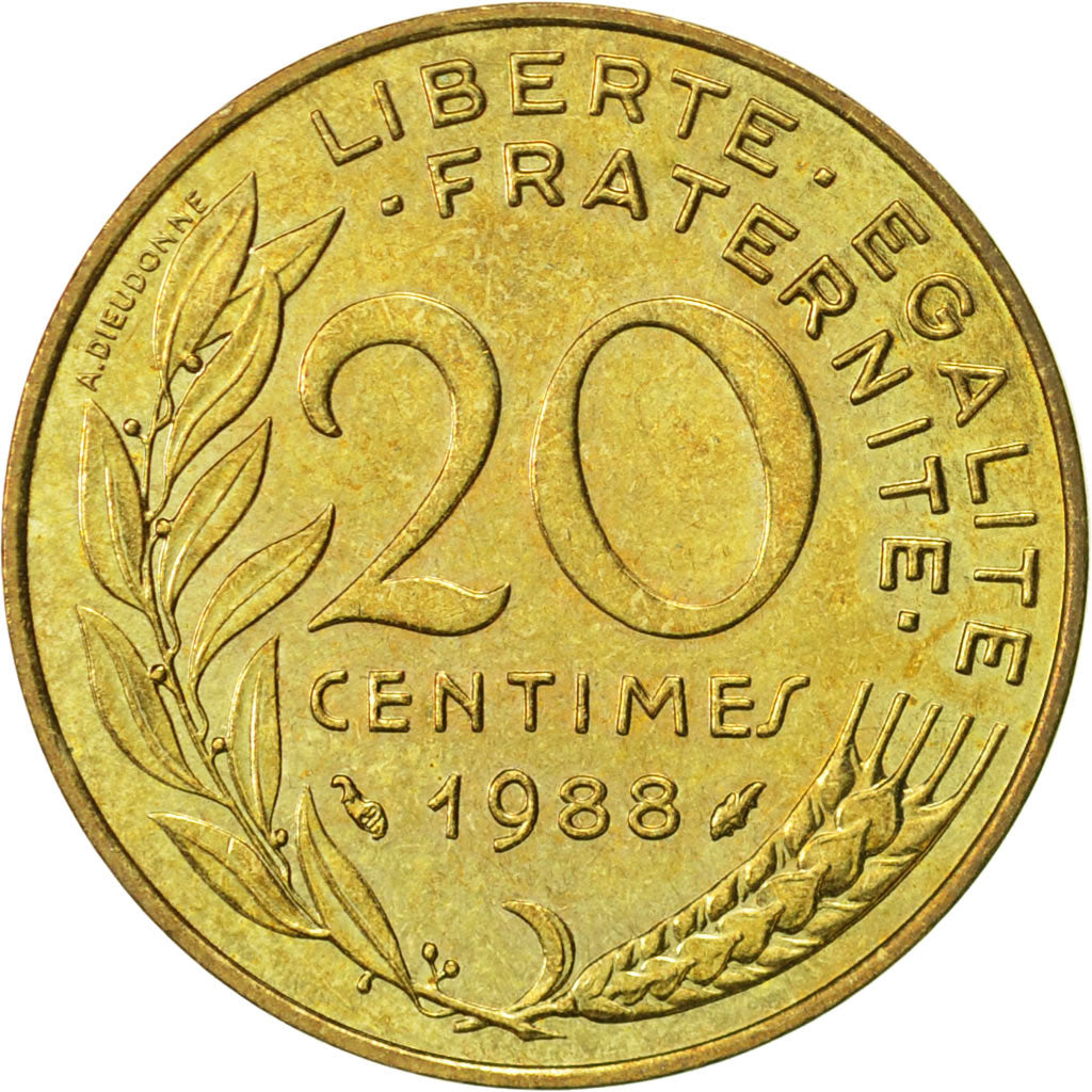 Monnaie, France, Marianne, 20 Centimes, 1988, Paris, TTB+, Aluminum-Bronze
