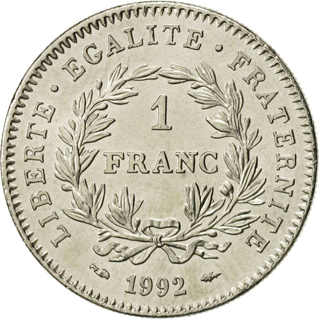 Coin, France, République, Franc, 1992, Paris, MS(60-62), Nickel, KM:1004.1
