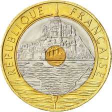 France, Mont Saint Michel, 20 Francs, 1992, Paris, SUP+, Tri-Metallic