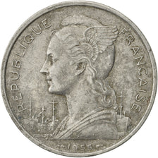Réunion, 5 Francs, 1955, EF(40-45), Aluminum, KM:9
