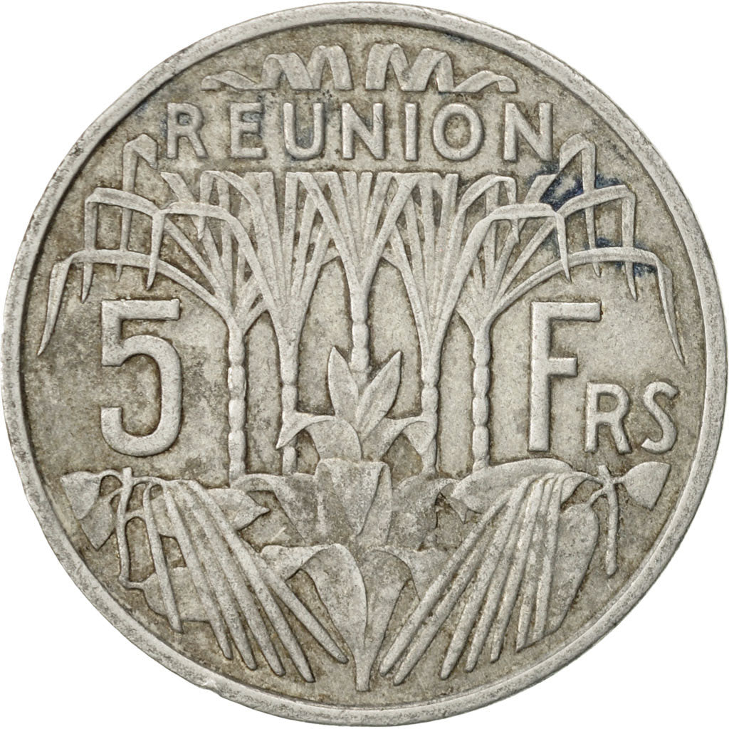 Réunion, 5 Francs, 1955, EF(40-45), Aluminum, KM:9