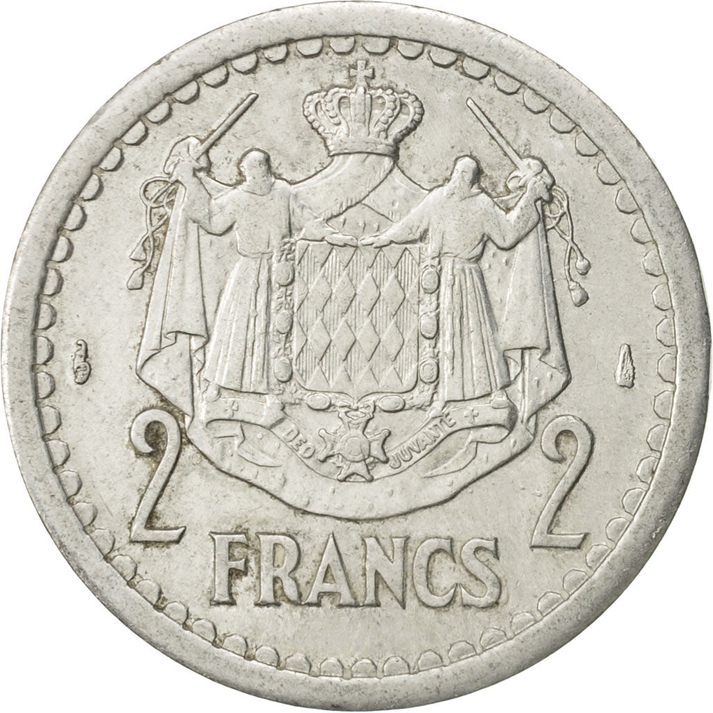 Moneta, Monaco, 2 Francs, Undated (1943), BB+, Alluminio, Gadoury:MC 133